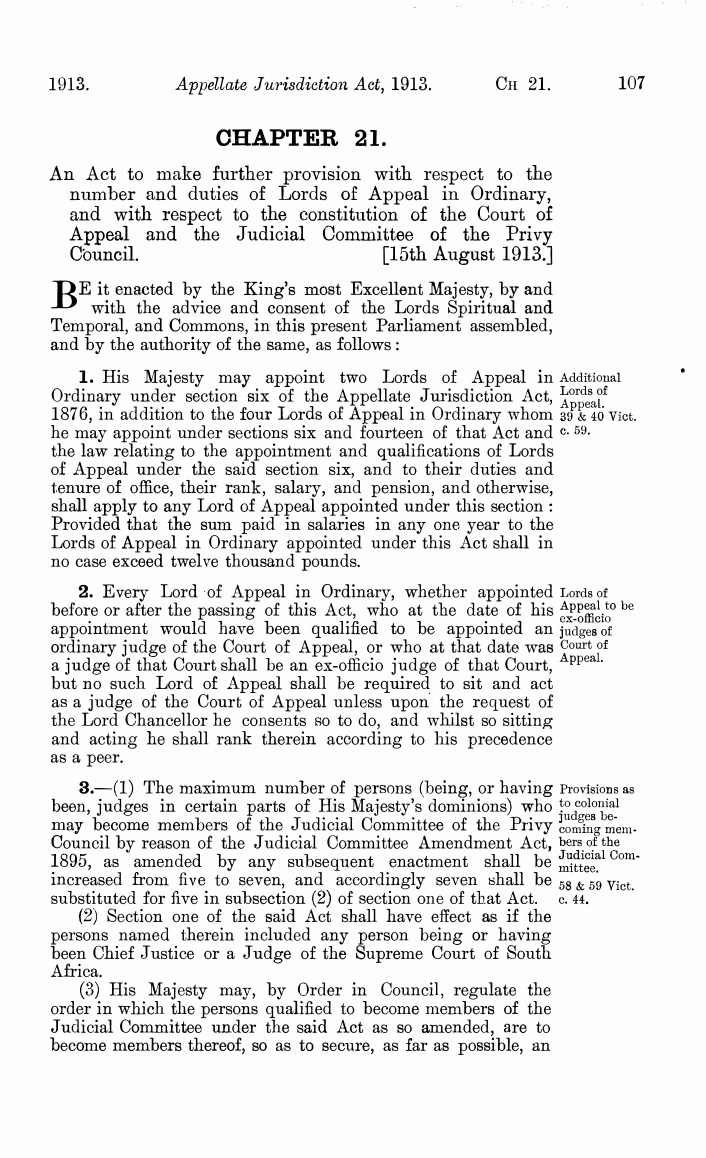 Appellate Jurisdiction Act 1913 Chapter 21