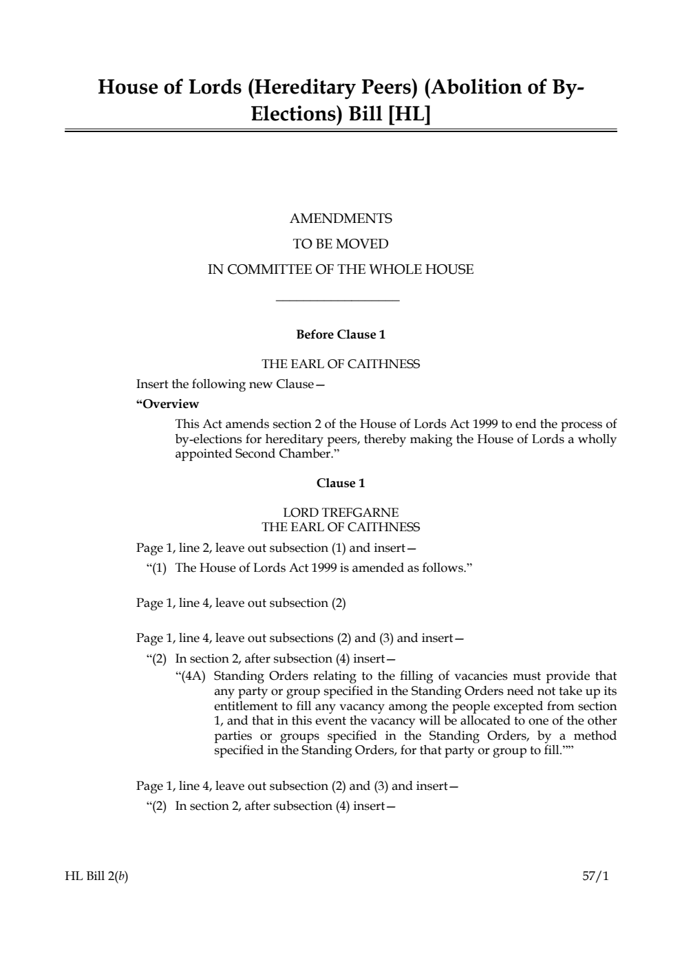 House of Lords (Hereditary Peers) (Abolition of By-Elections) Bill Lords Amendments