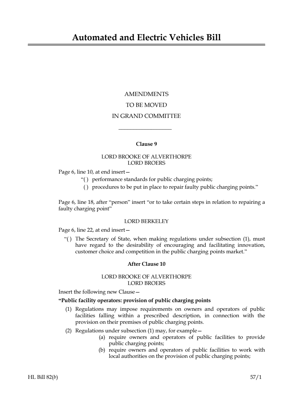 Automated and Electric Vehicles Bill Lords Amendments