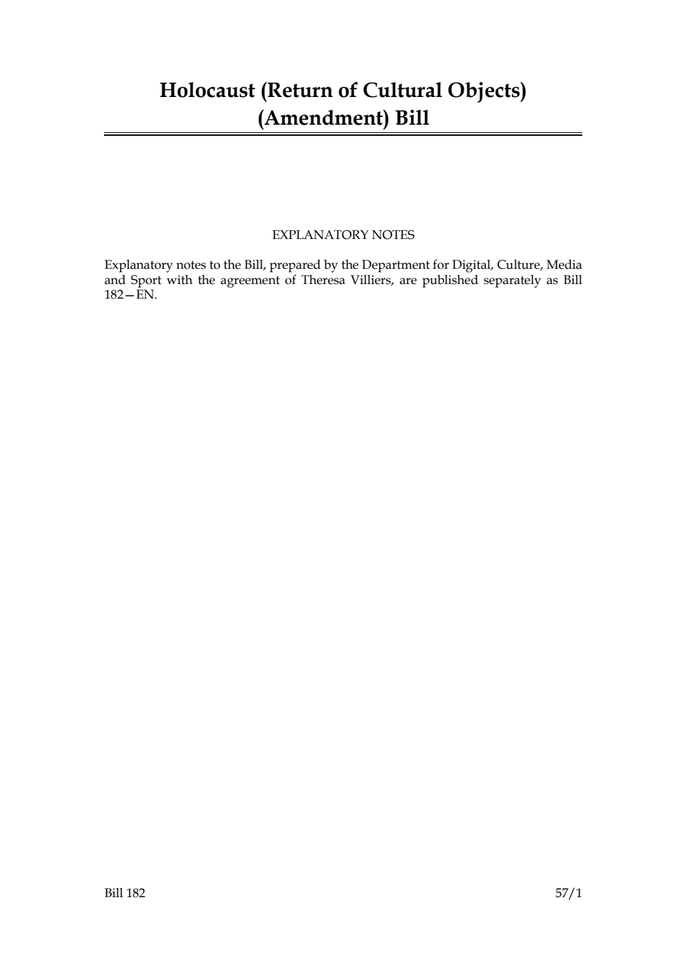 Holocaust (Return of Cultural Objects) (Amendment) Bill