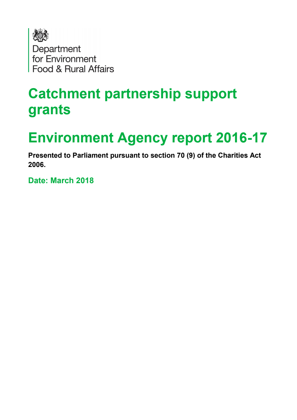 Catchment partnership support grants Environment Agency report 2016-17