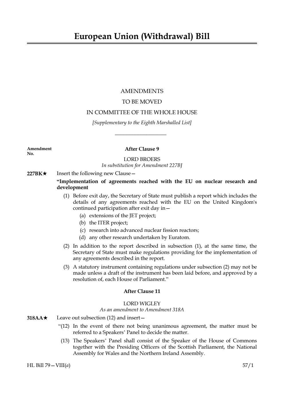 European Union (Withdrawal) Bill Lords Amendments