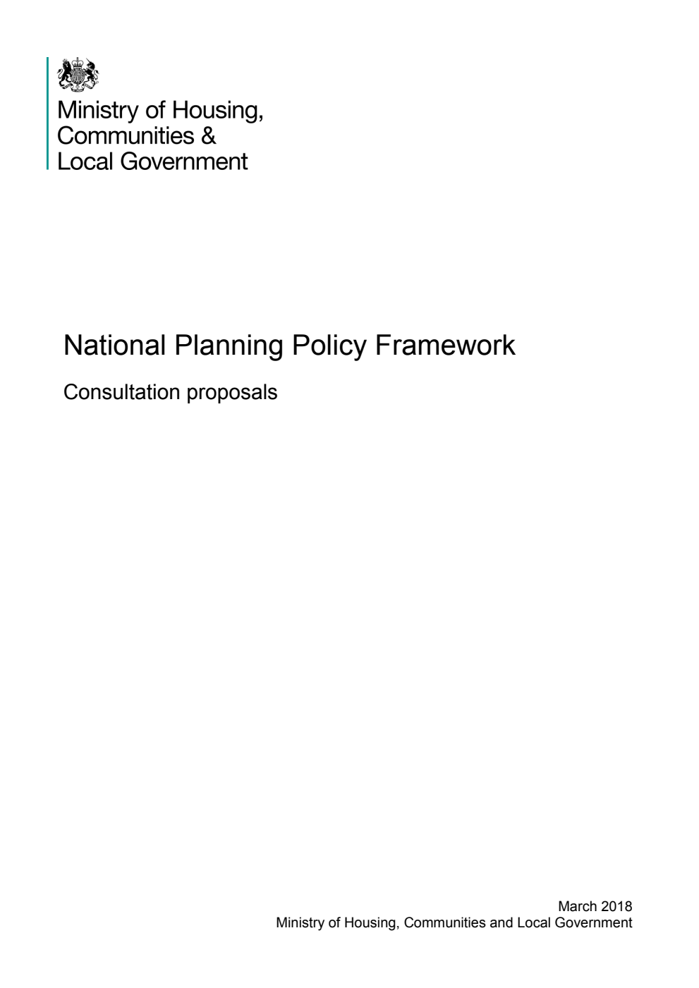 National Planning Policy Framework. Consultation proposals
