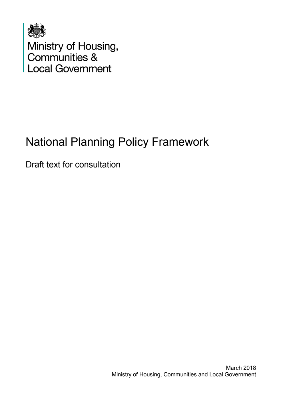 National Planning Policy Framework. Draft text for consultation