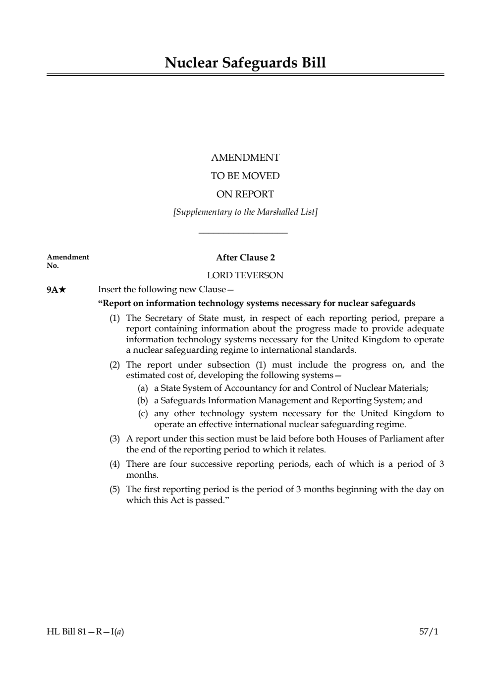 Nuclear Safeguards Bill Lords Amendments