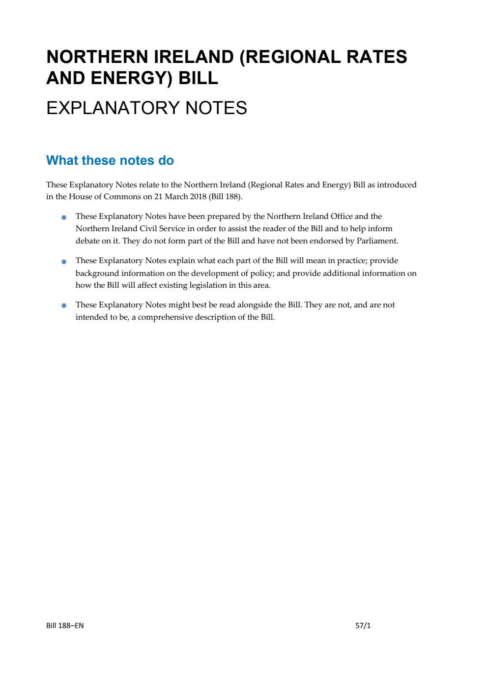 Northern Ireland (Regional Rates and Energy) Bill Explanatory Notes