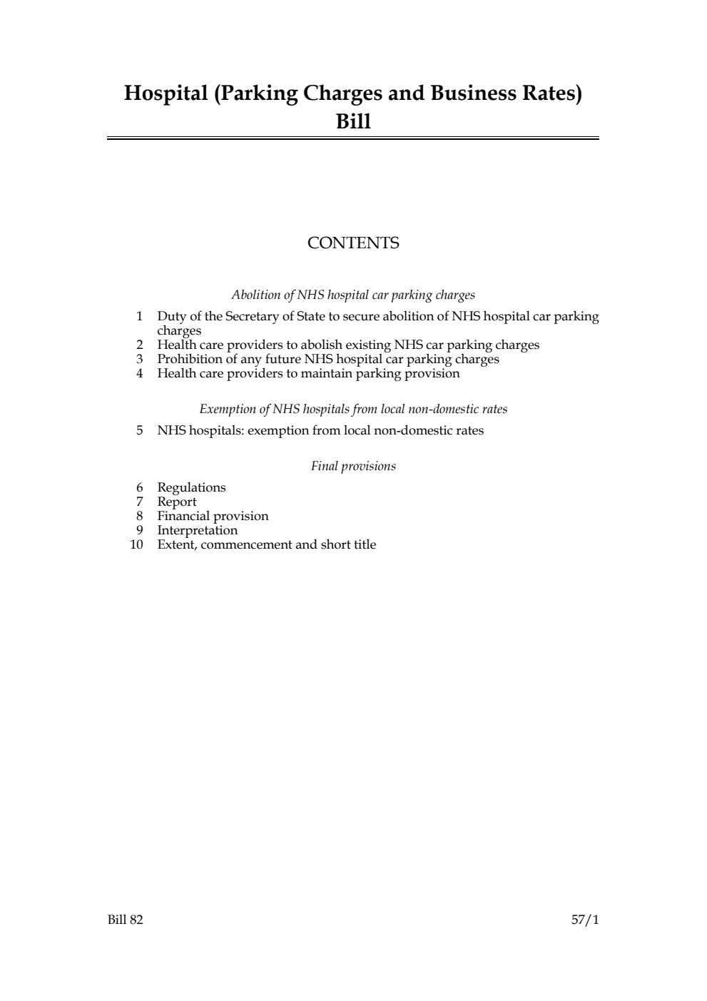 Hospital (Parking Charges and Business Rates) Bill