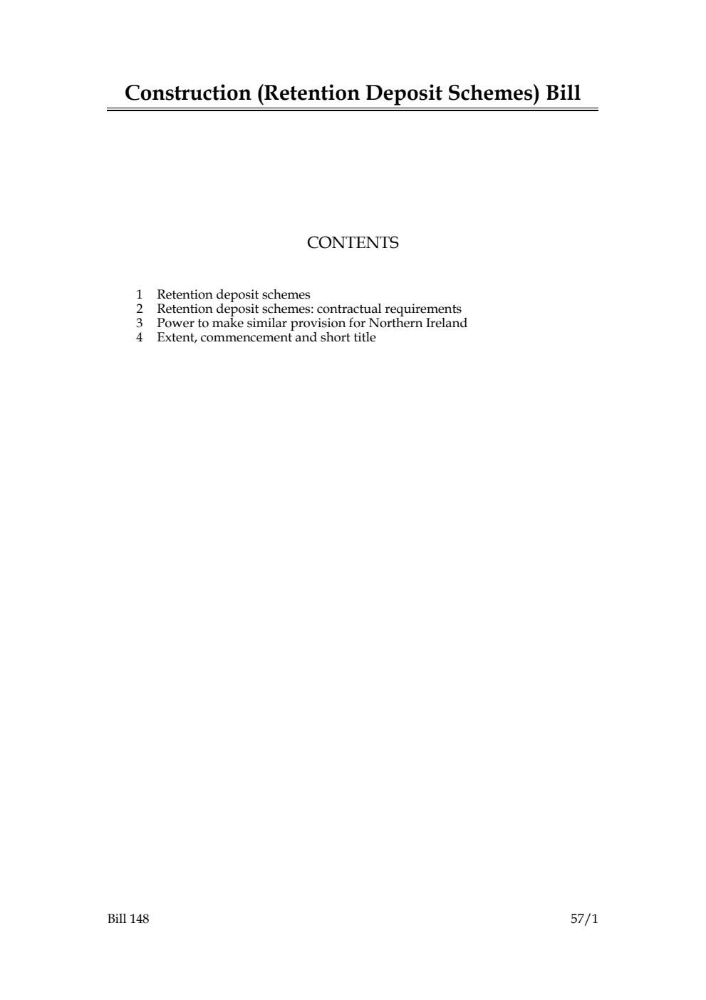 Construction (Retention Deposit Schemes) Bill