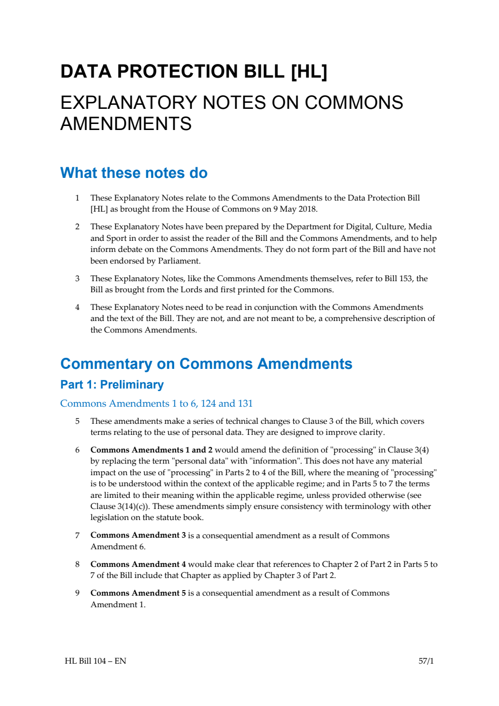 Data Protection Bill Explanatory Notes