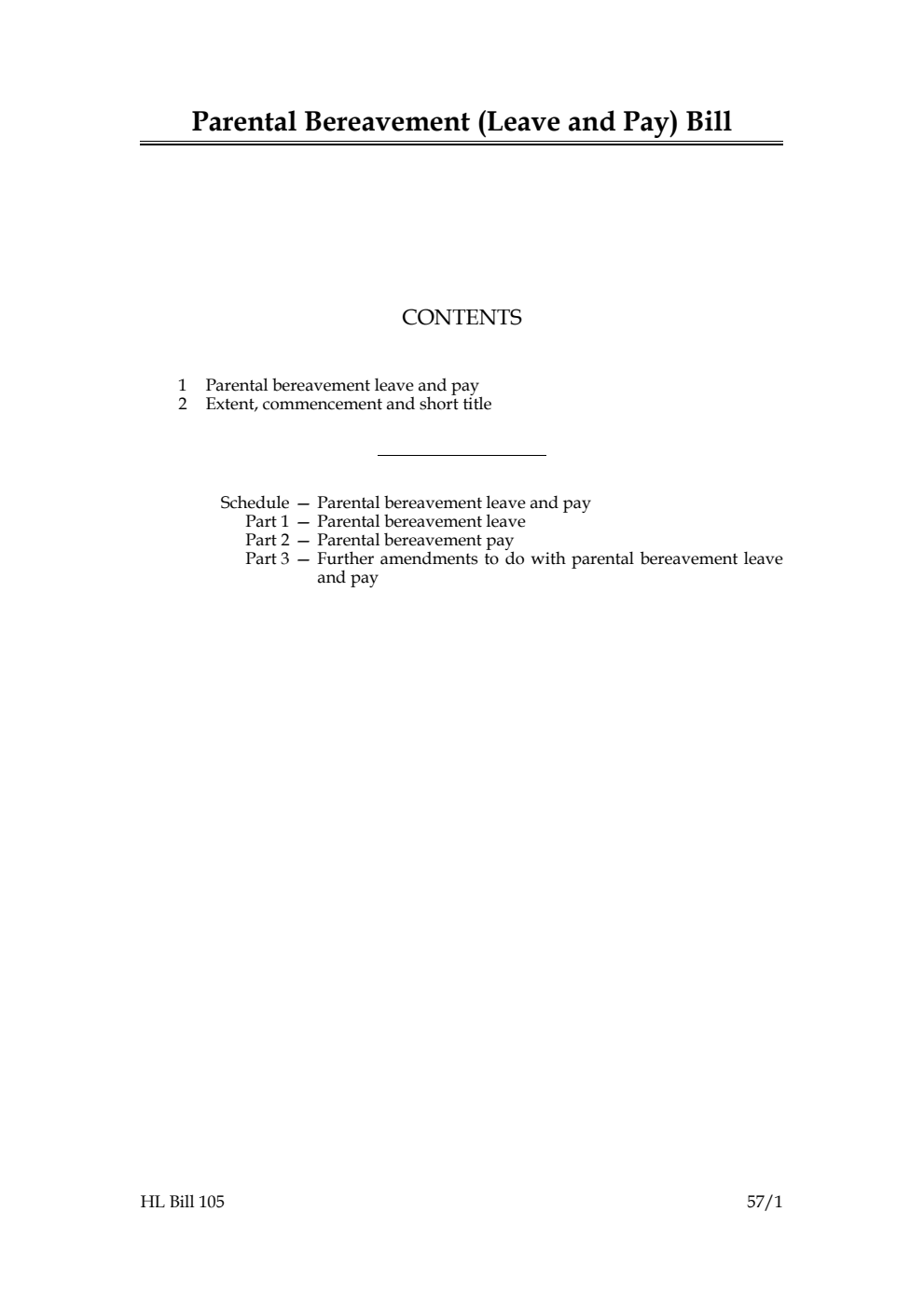 Parental Bereavement (Leave and Pay) Bill