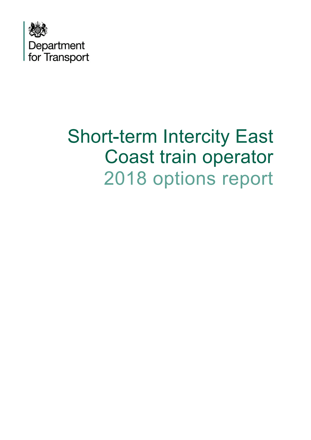 Short-term Intercity East Coast train operator 2018 options report