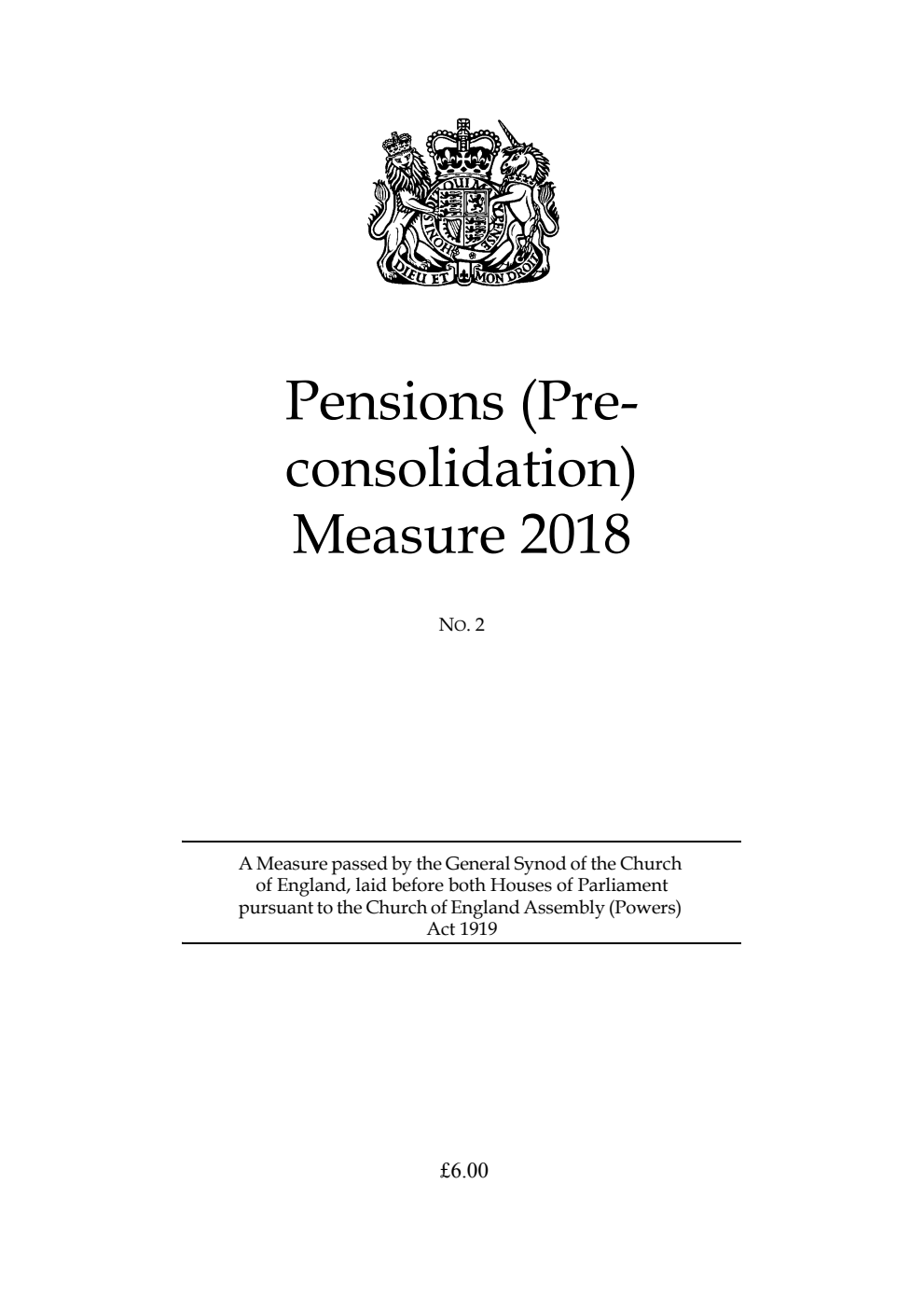 Pensions (Preconsolidation) Measure 2018 No. 2