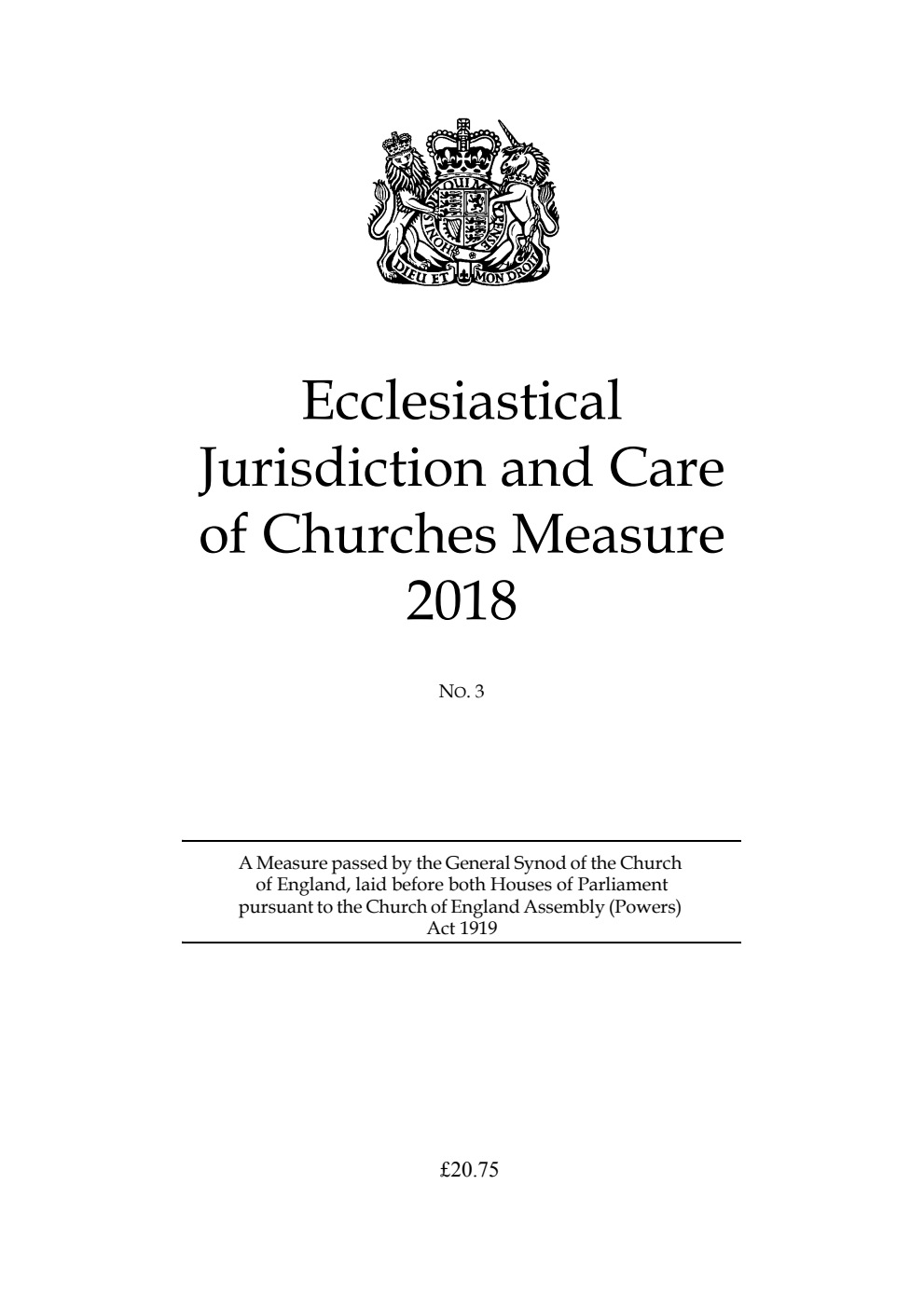 Ecclesiastical Jurisdiction and Care of Churches Measure 2018 No.3