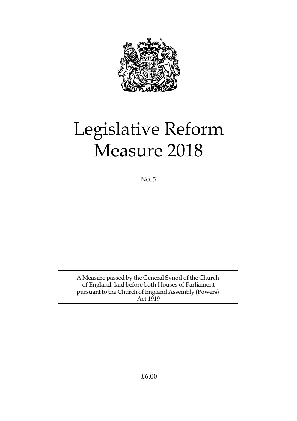Legislative Reform Measure 2018 No.5