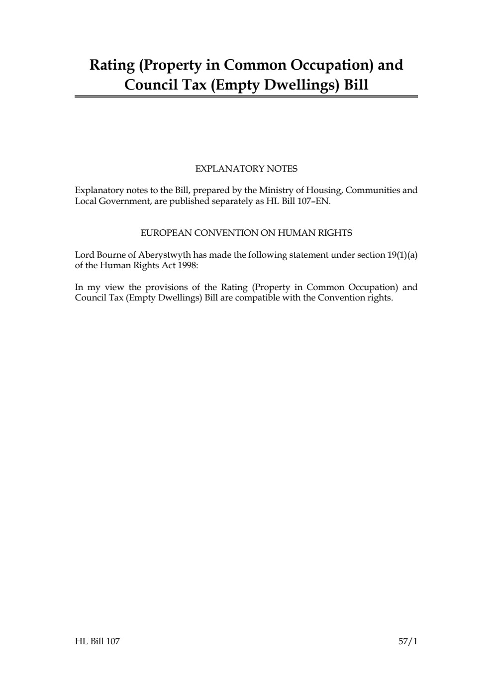 Rating (Property in Common Occupation) and Council Tax (Empty Dwellings) Bill