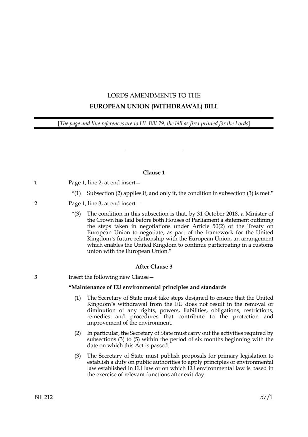 European Union (Withdrawal) Bill Lords amendments