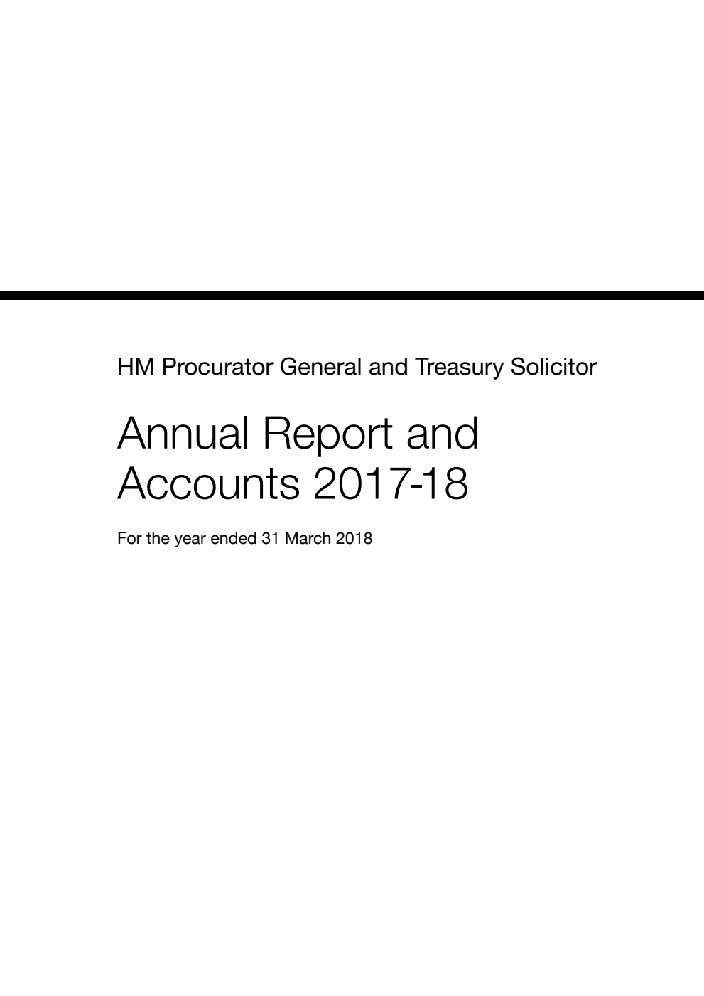 HM Procurator General and Treasury Solicitor Annual Report and Accounts 2017-18 for the year ended 31 March 2018