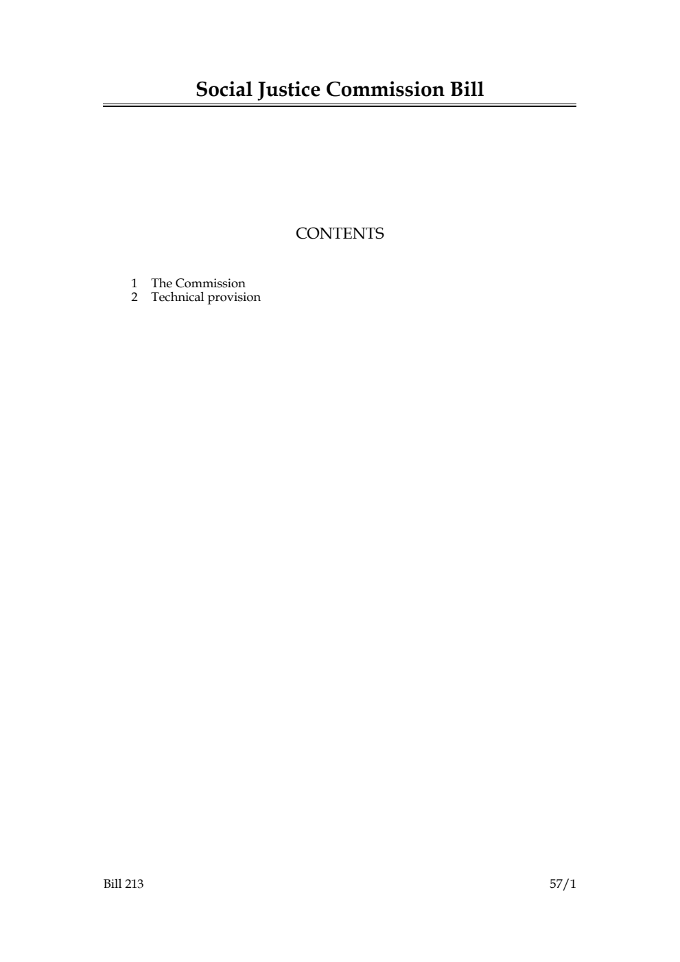 Social Justice Commission Bill