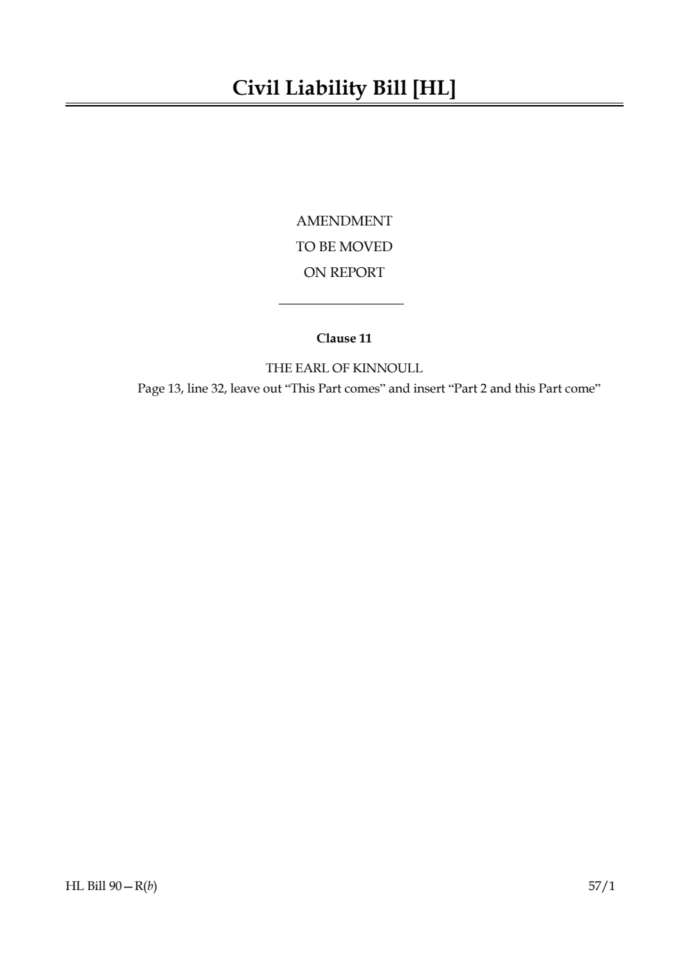 Civil Liability Bill Amendment to be moved on report