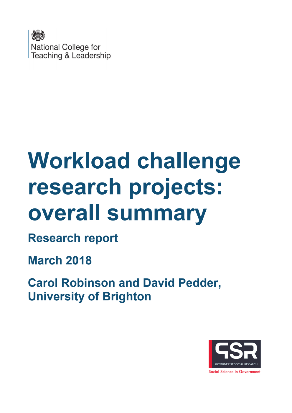 DFE-RR803 Workload challenge research projects: overall summary