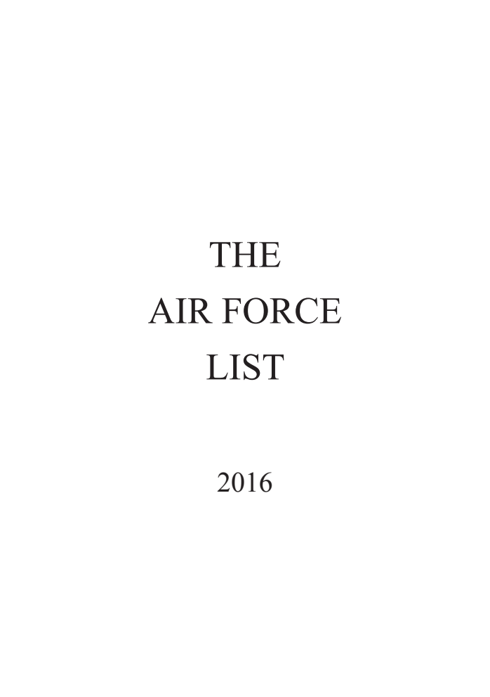 The Air Force List 2016
