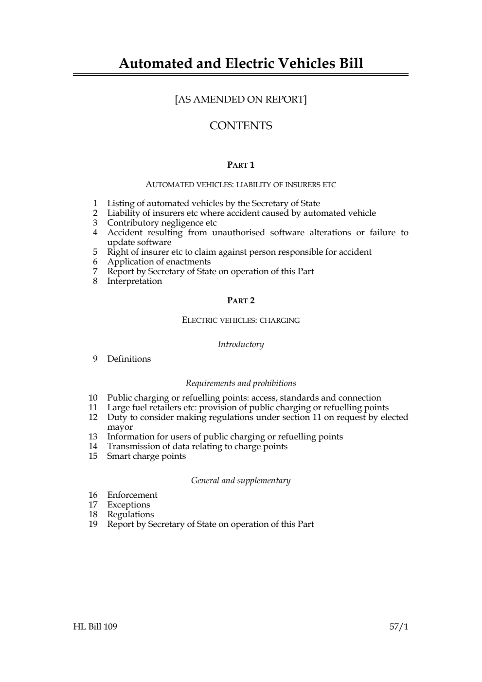 Automated and Electric Vehicles Bill [as amended on Report]