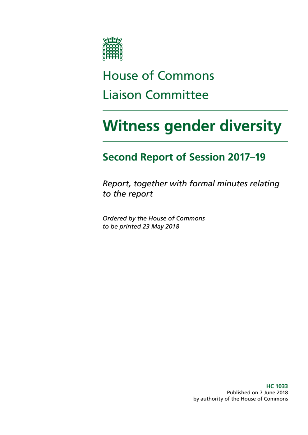 Liaison Committee 2nd Report. Witness gender diversity