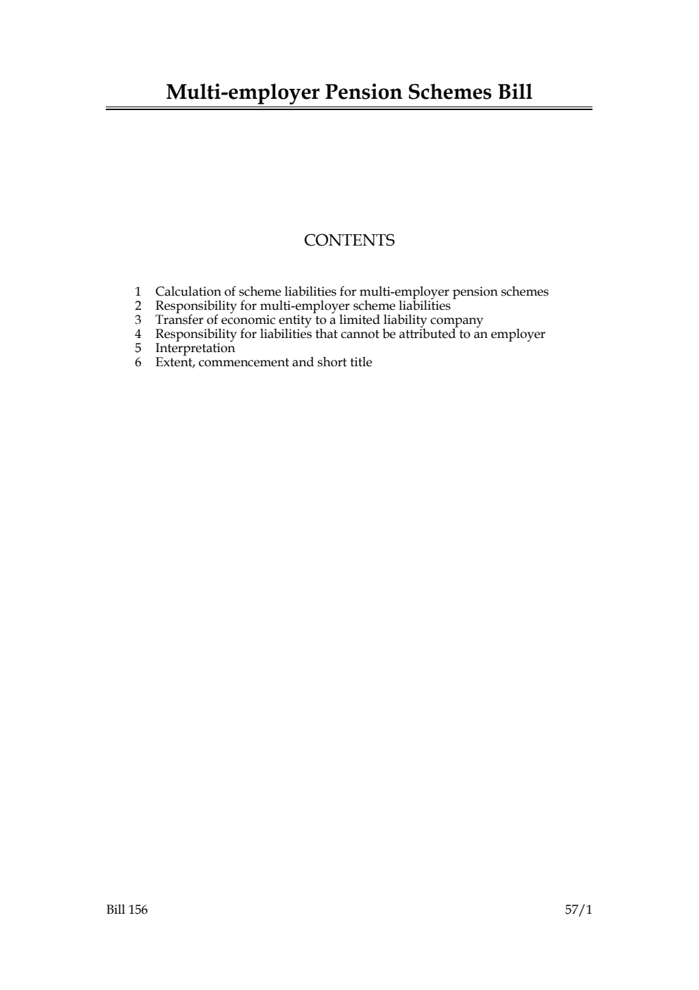 Multi-employer Pension Schemes Bill