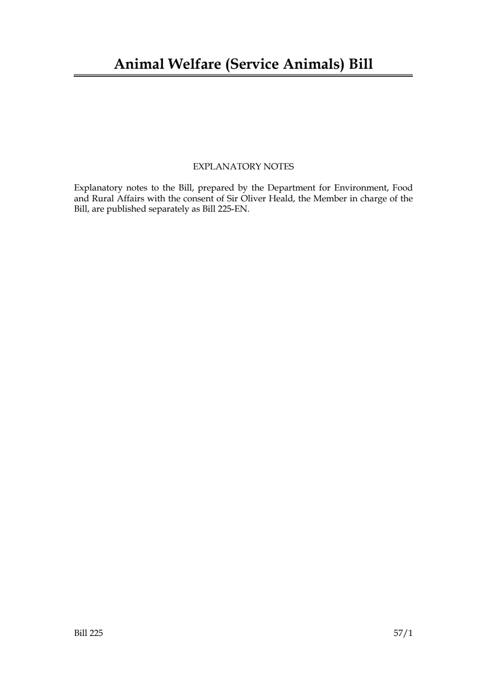 Animal Welfare (Service Animals) Bill