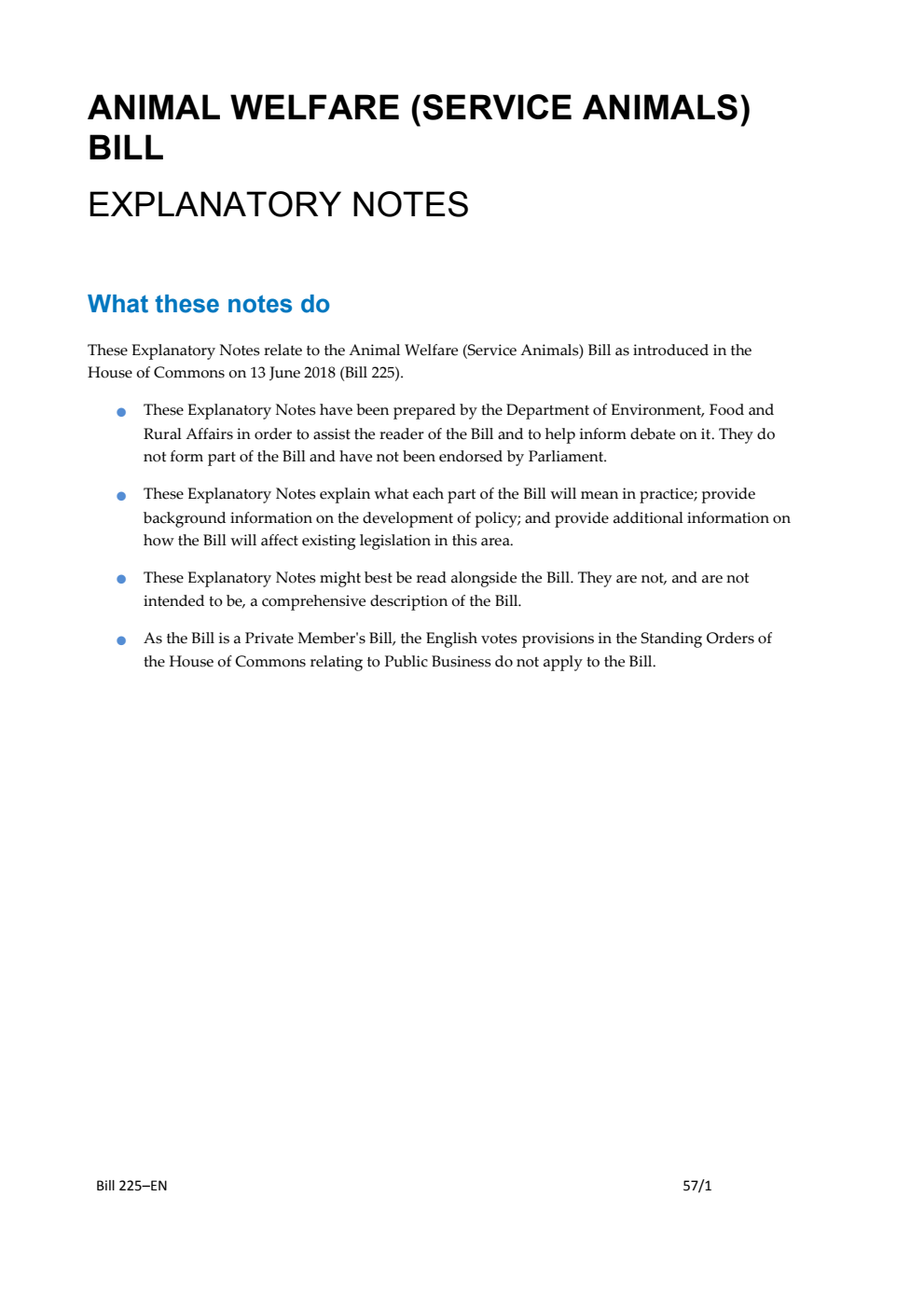 Animal Welfare (Service Animals) Bill Explanatory Notes