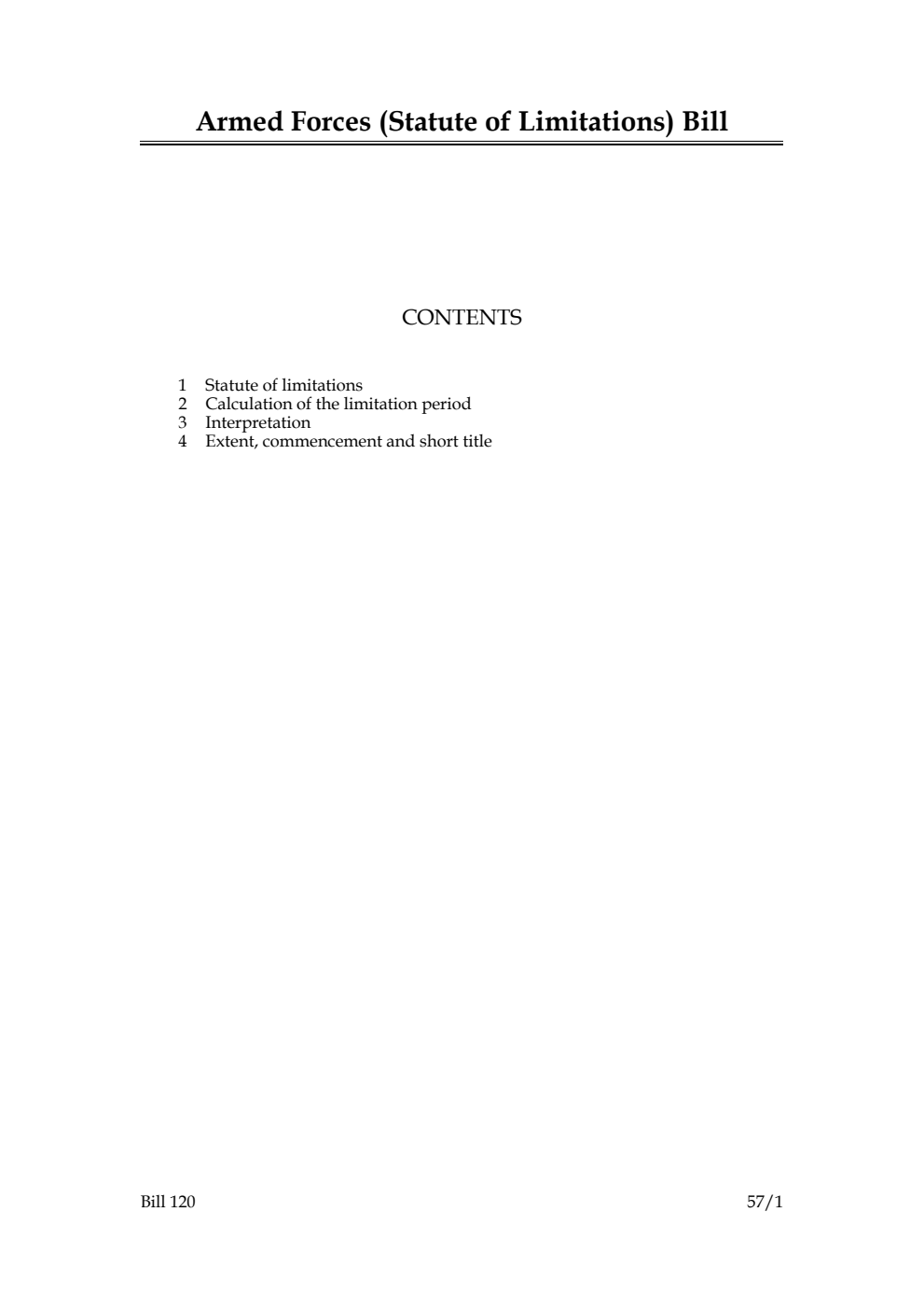 Armed Forces (Statute of Limitations) Bill