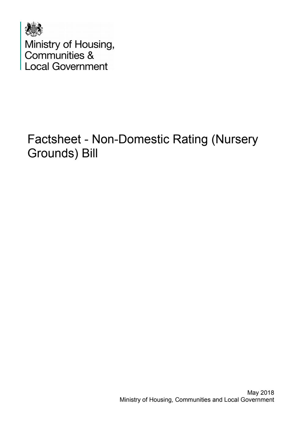 Factsheet - Non-Domestic Rating (Nursery Grounds) Bill