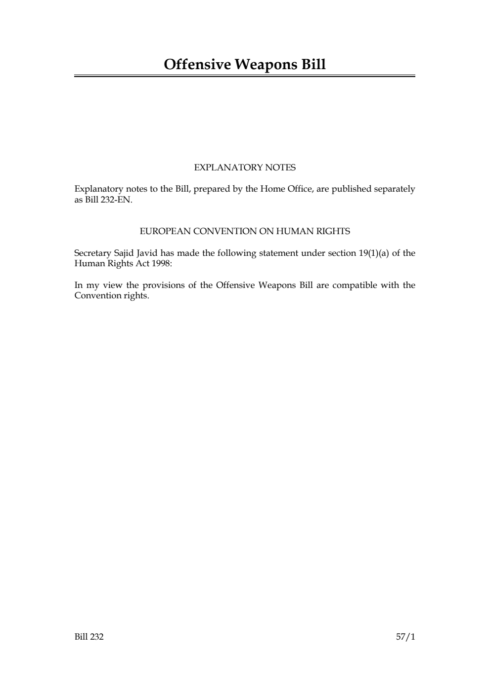 Offensive Weapons Bill