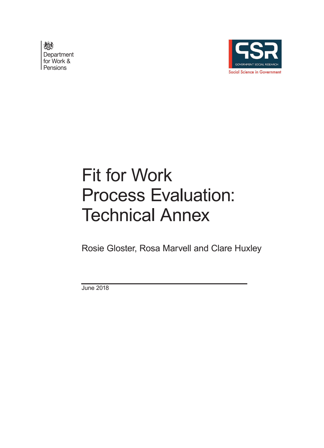 Research Report 959 Fit for Work: Fit for Work Process Evaluation: Technical Annex