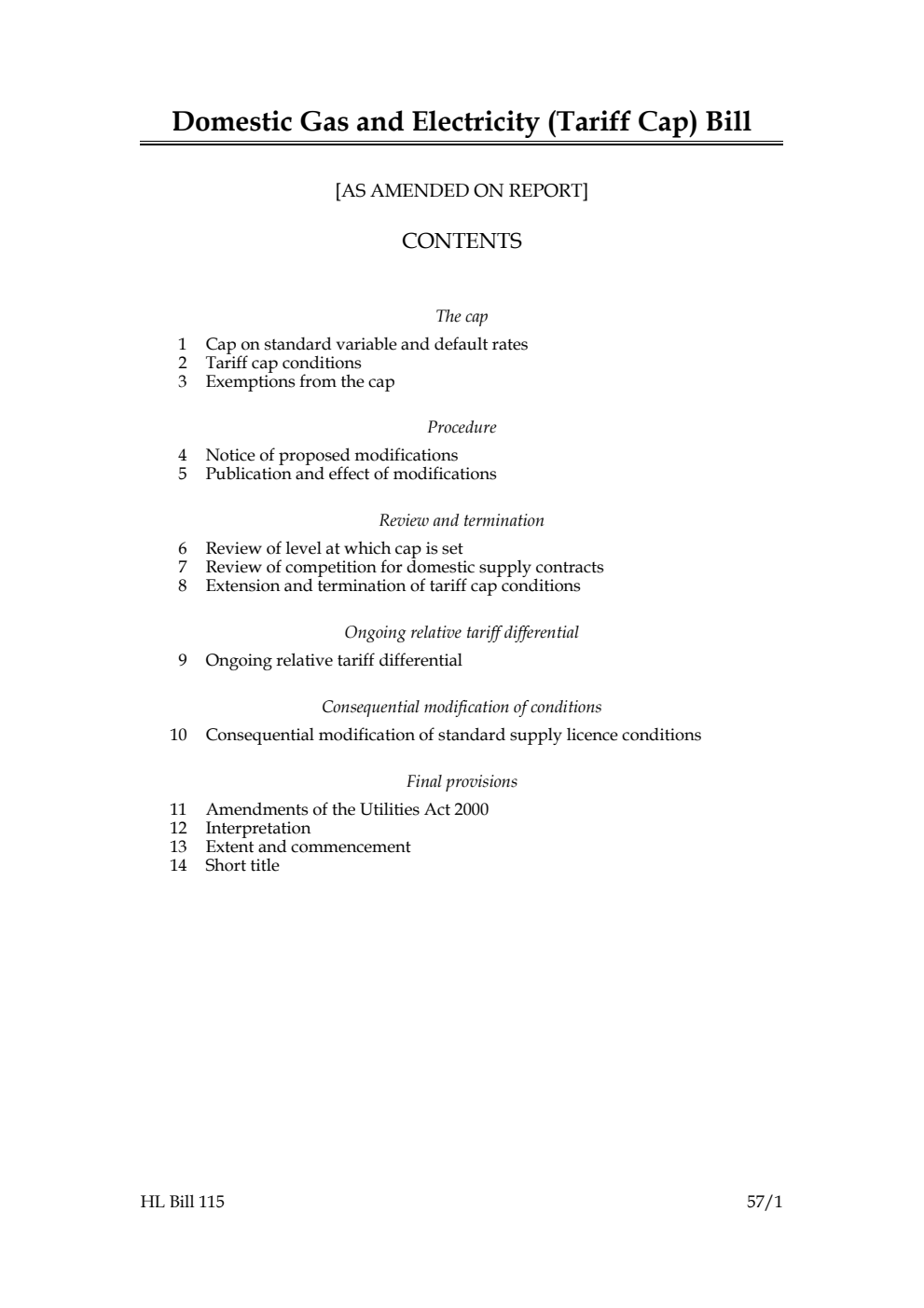 Domestic Gas and Electricity (Tariff Cap) Bill [As amended on report]