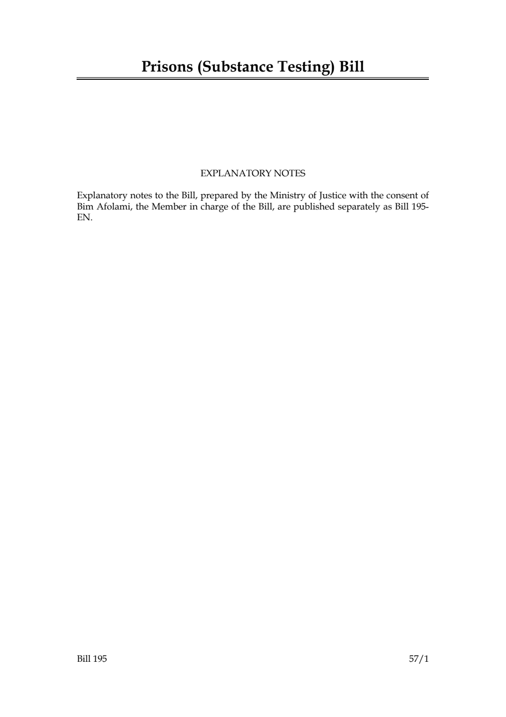 Prisons (Substance Testing) Bill