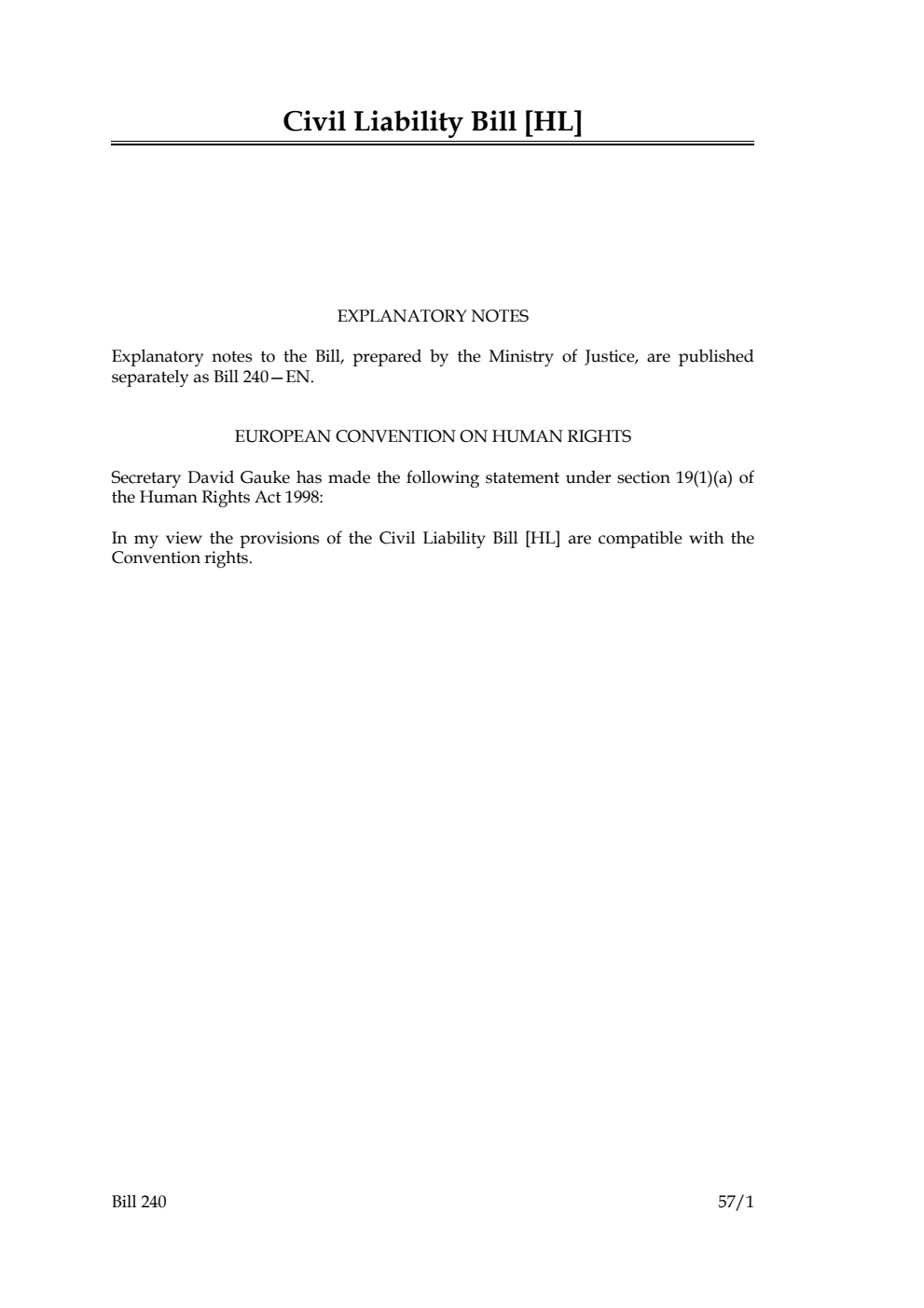 Civil Liability Bill