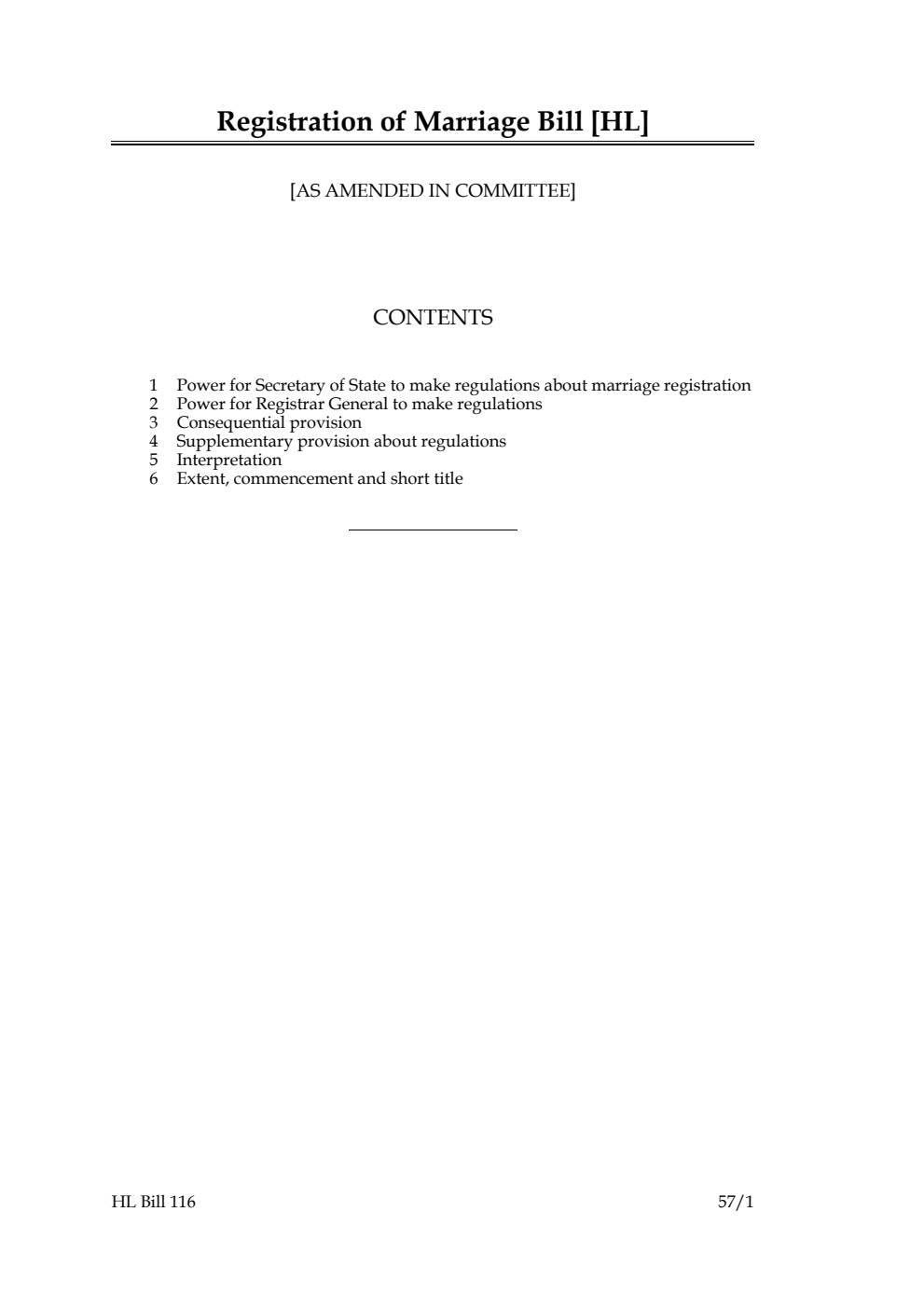 Registration of Marriage Bill [As amended in committee]