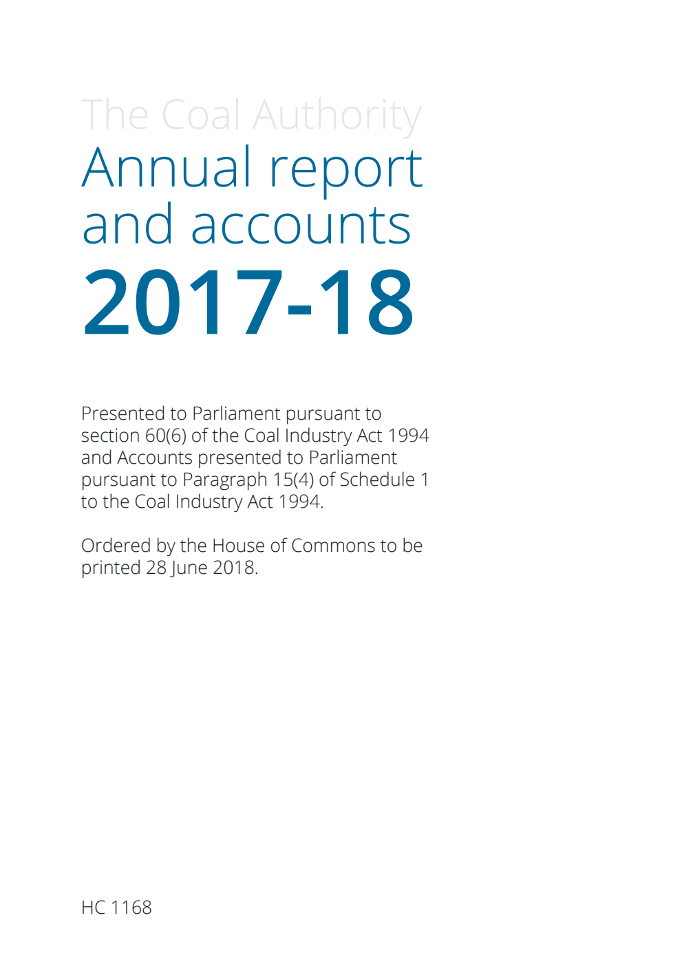 Coal Authority Annual report and accounts 2017-18