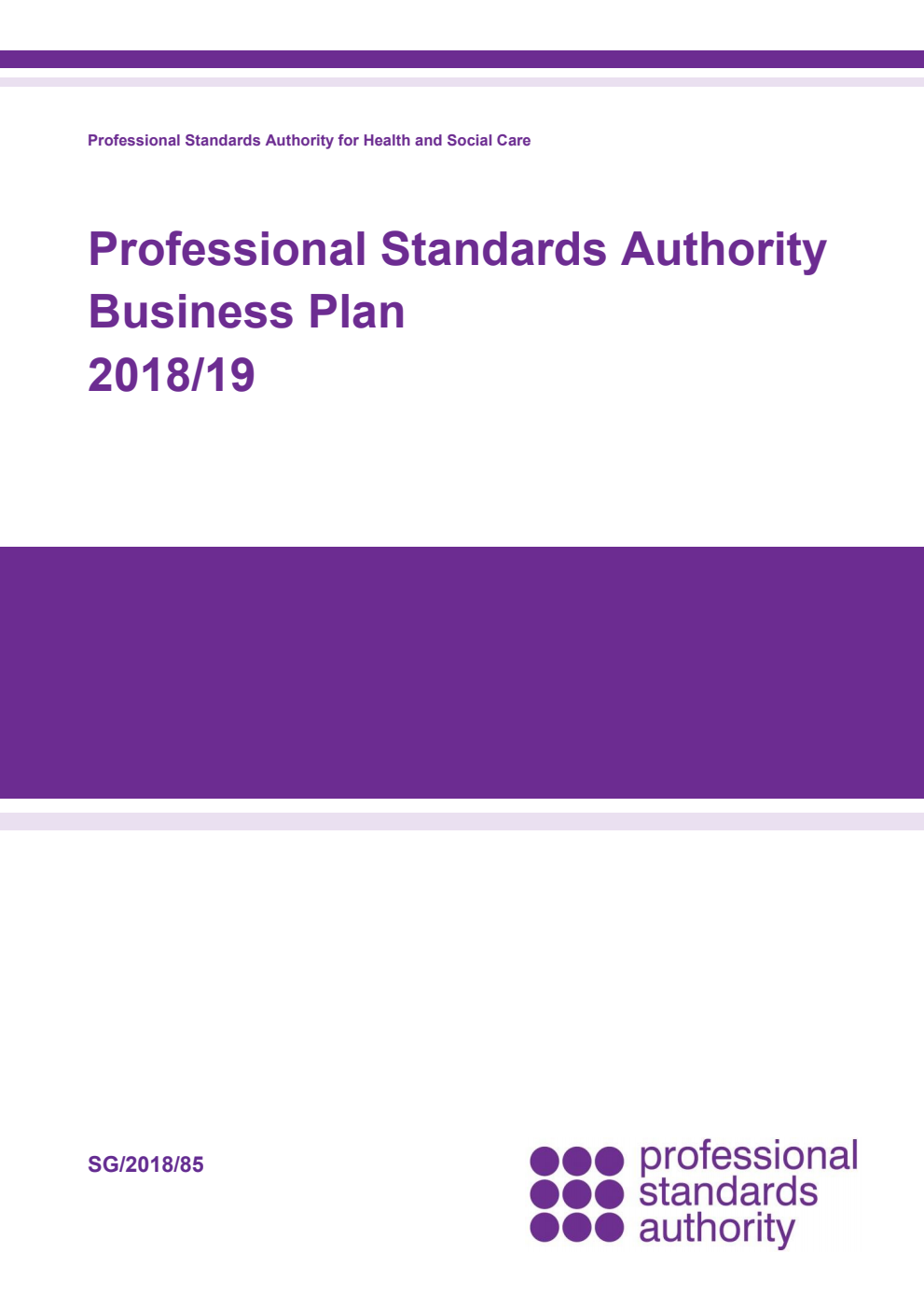 Professional Standards Authority Business Plan 2018/19