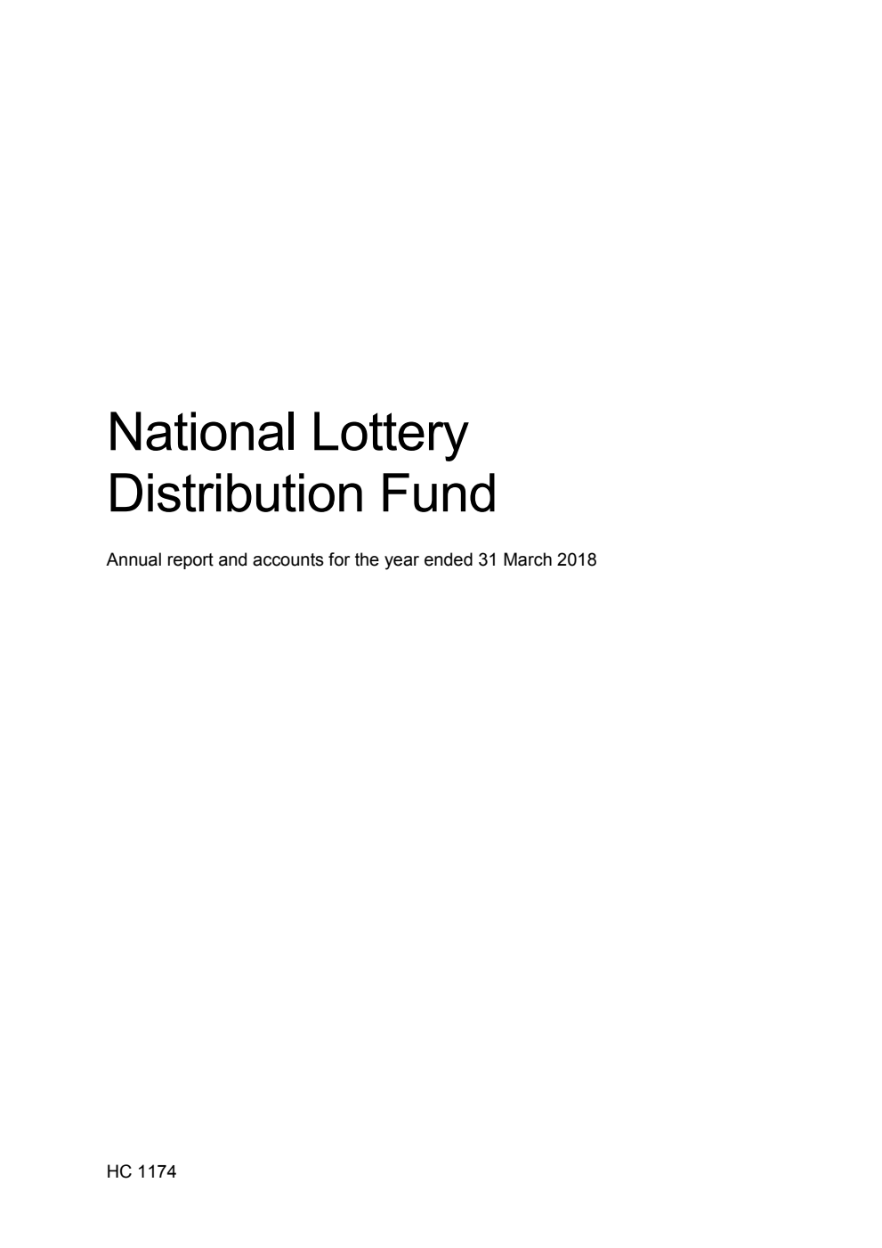 National Lottery Distribution Fund Annual Report and Accounts for the year ended 31 March 2018