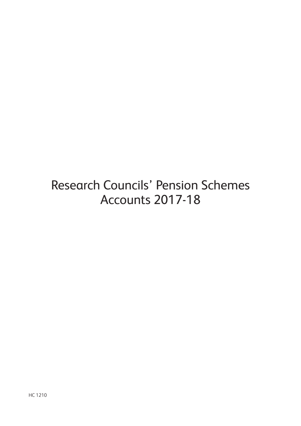 Research Councils' Pension Schemes Accounts 2017-18