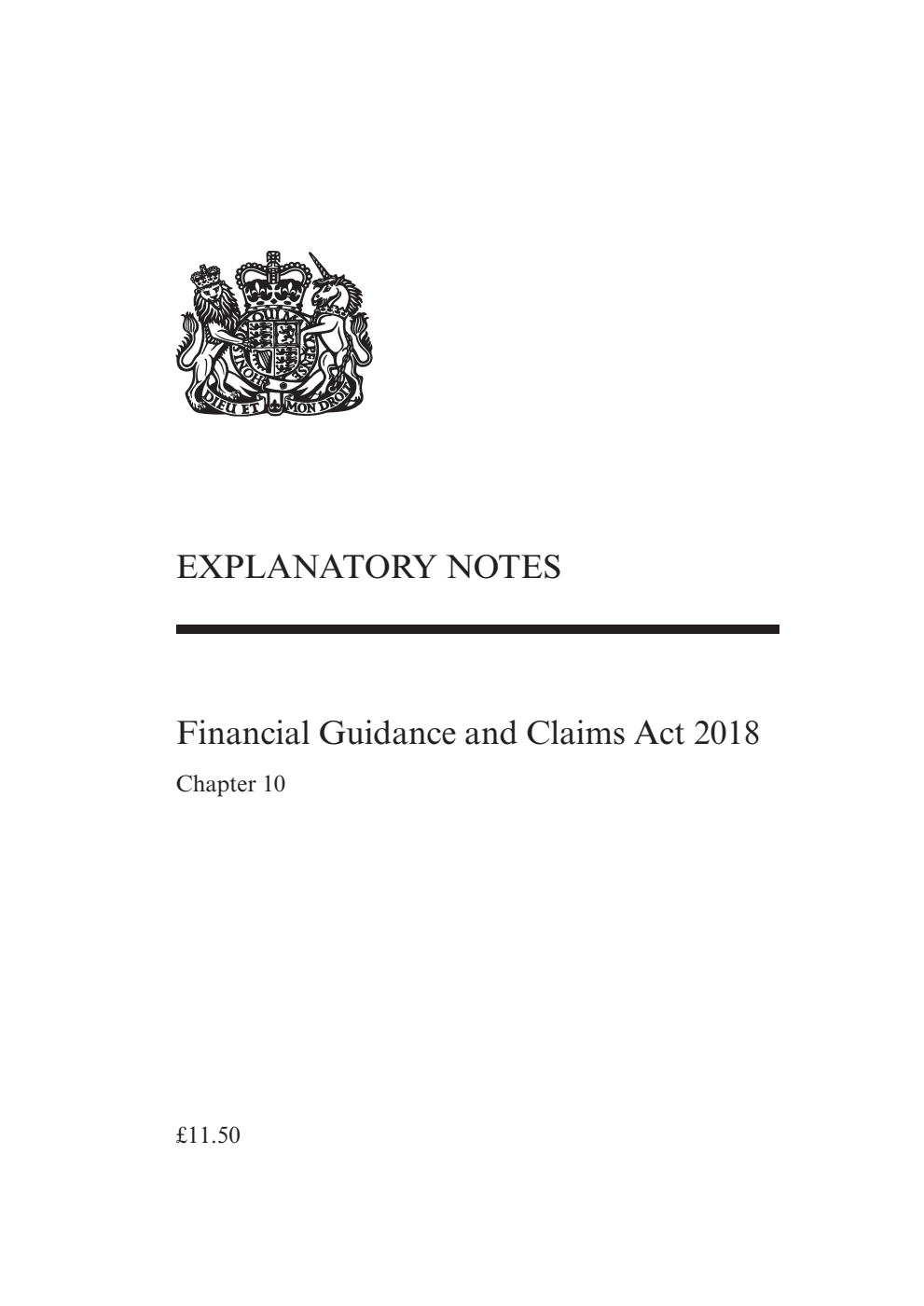 Financial Guidance and Claims Act 2018 Chapter 10 Explanatory Notes