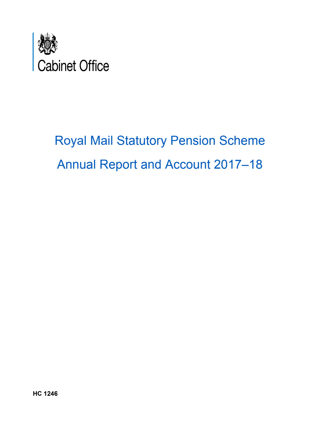 Royal Mail Statutory Pension Scheme Annual Report and Accounts 2017–18