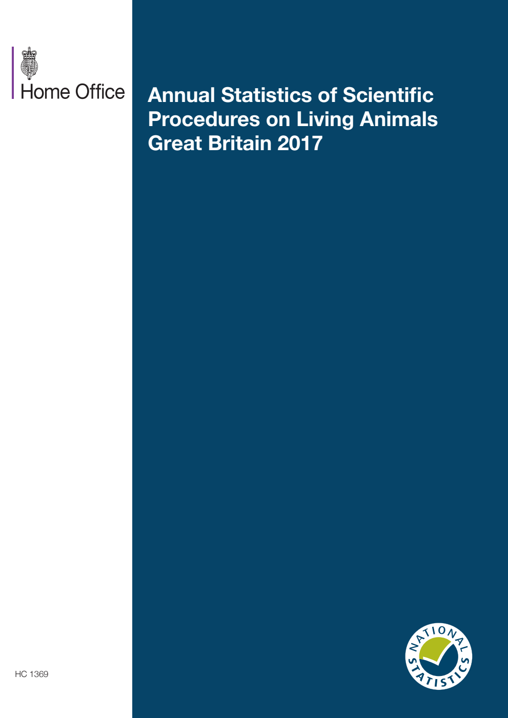 Annual Statistics of Scientific Procedures on Living Animals Great Britain 2017