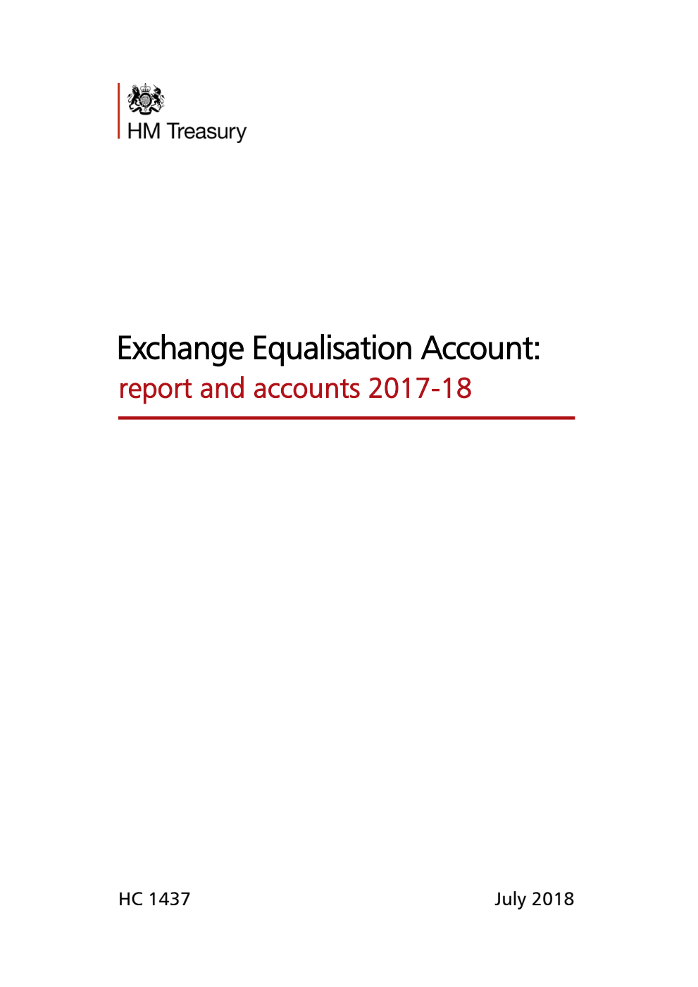 Exchange Equalisation Account: report and accounts 2017-18
