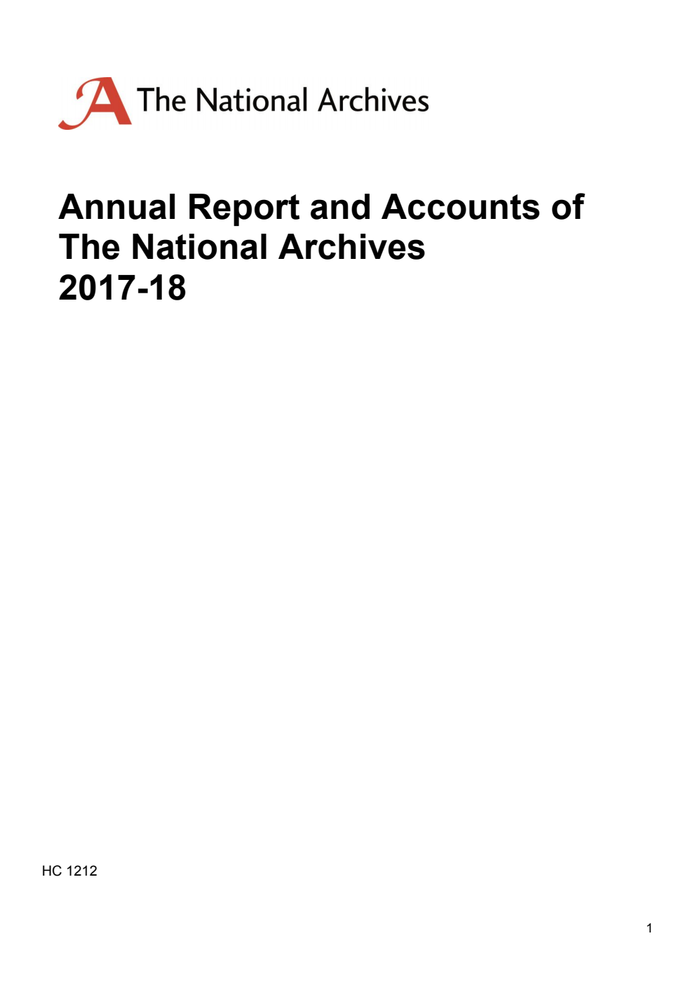 The National Archives Annual Report and Accounts 2017-18