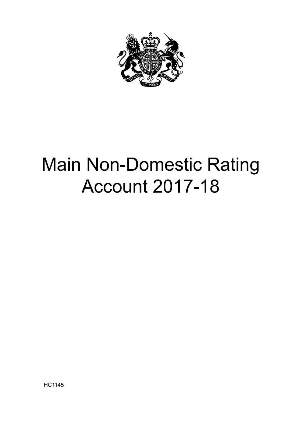 Main Non-Domestic Rating Account 2017-18
