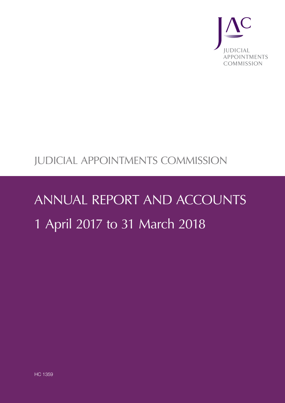 Judicial Appointments Commission Annual Report and Accounts 1 April 2017 to 31 March 2018