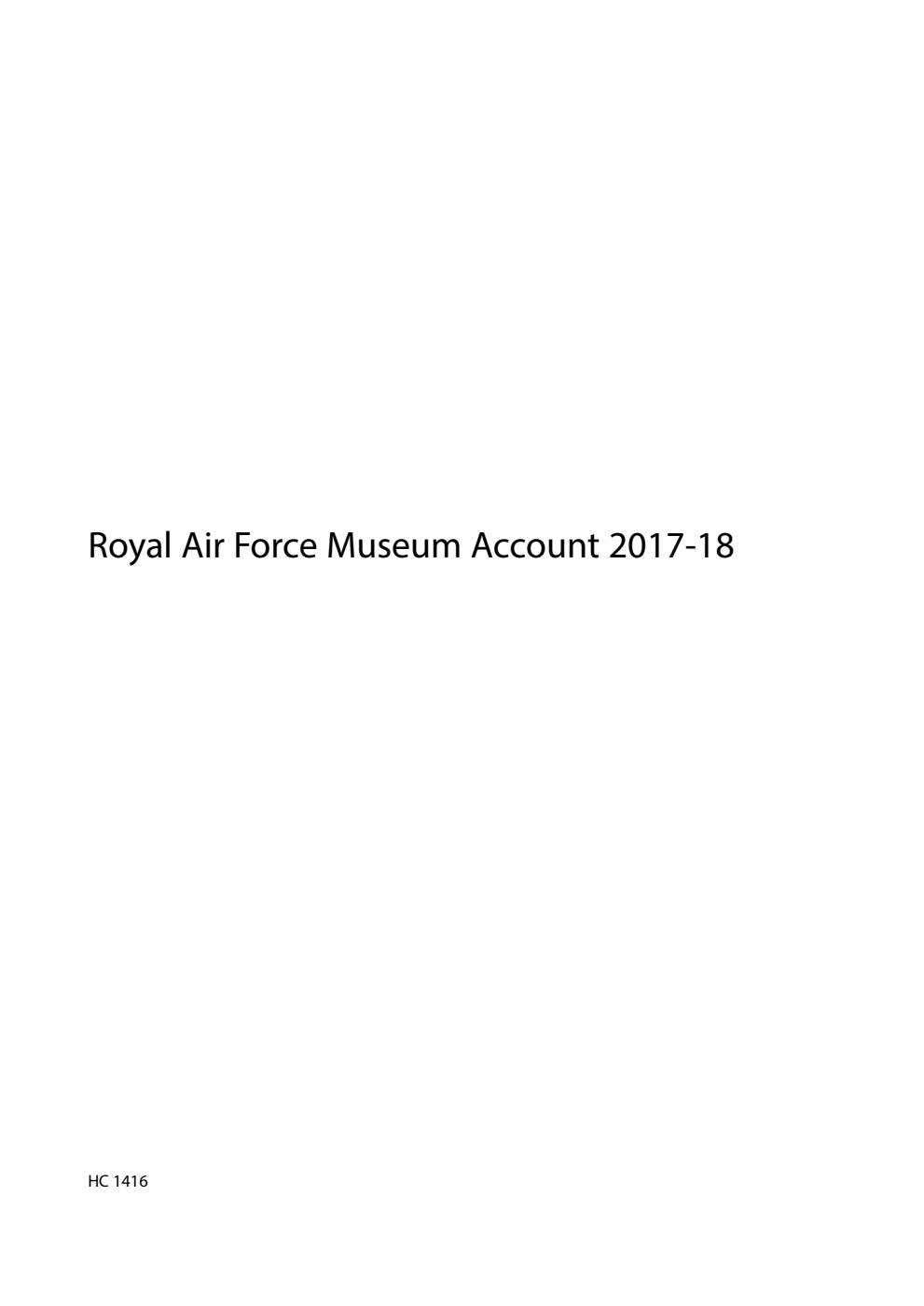 Royal Air Force Museum Account 2017-18